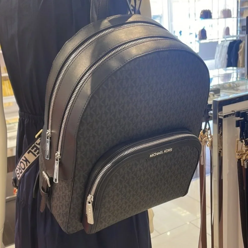 Michael Kors Jaycee Large Zip Pocket Backpack Black - Picture 1 of 16